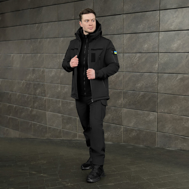 Куртка Pobedov Motive із липучками Чорний - 7