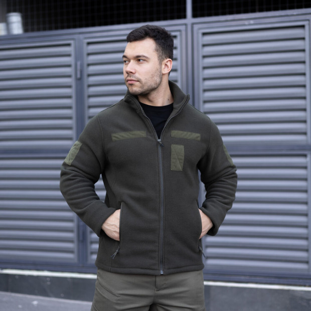 Толстовка тактическая флисовая Pobedov Voin с липучками Хаки - 