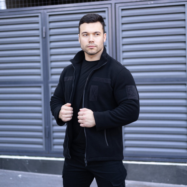 Толстовка флісова Pobedov Voin з липучками Чорний - 2
