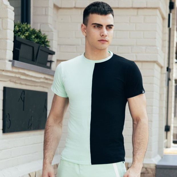 Футболка Pobedov Segmentation Ментолово-чорний - 1
