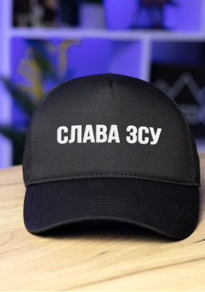 Кепка Pobedov Trucker Cotton - Слава ЗСУ біла вишивка Чорний
