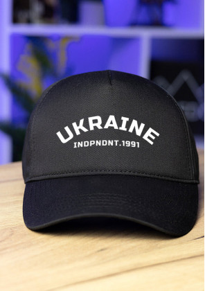 Кепка Pobedov Trucker Cotton - Ukraine 1991 наклейка біла Чорний