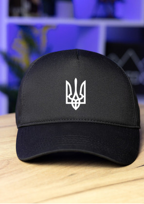 Кепка Pobedov Trucker Cotton - Герб наклейка біла Чорний