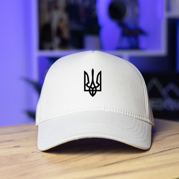 Кепка Pobedov Trucker Cotton - Герб чорна наклейка Білий - 