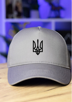 Кепка Pobedov Trucker Cotton - Герб чорна наклейка Сірий