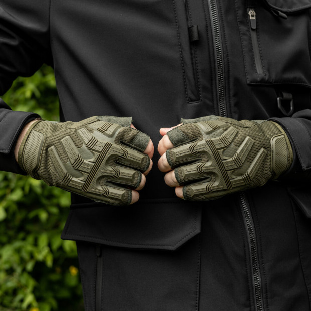 Перчатки Тактические беспалые Force Хаки - 4
