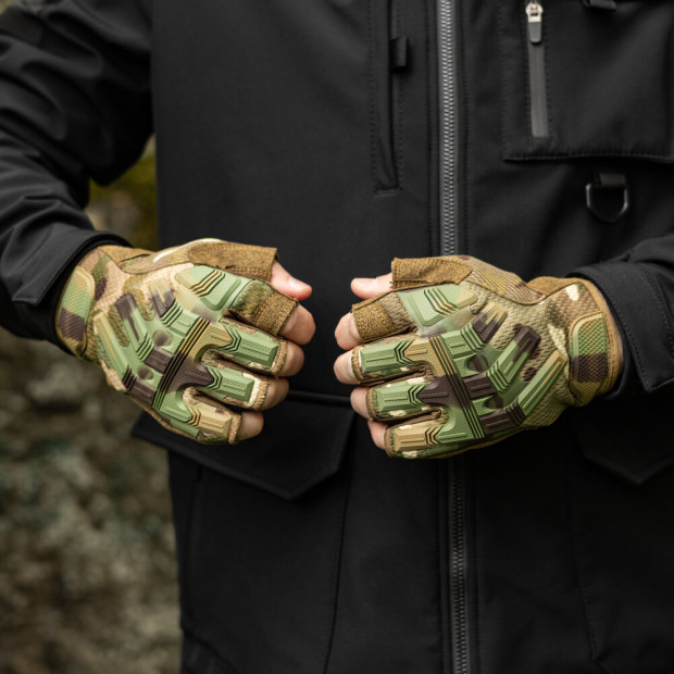 Рукавиці Тактичні безпалі Force Камуфляж - 3