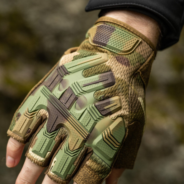 Рукавиці Тактичні безпалі Force Камуфляж - 5