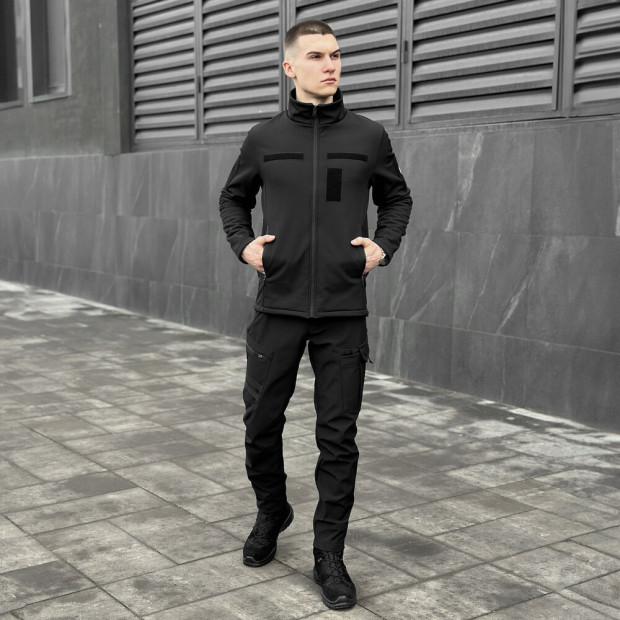 Комплект Куртка Shadow із липучками + Штани Pobedov Static Чорний Черный - 
