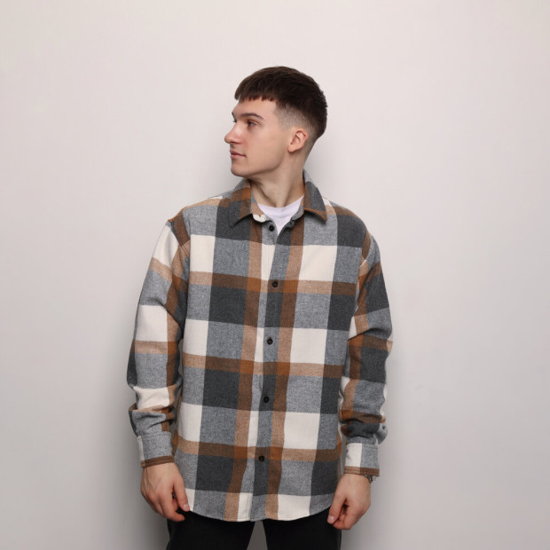 Рубашка Pobedov Tartan Сіро-коричневий - 