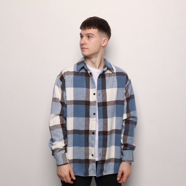 Сорочка Pobedov Tartan Синьо-чорний - 