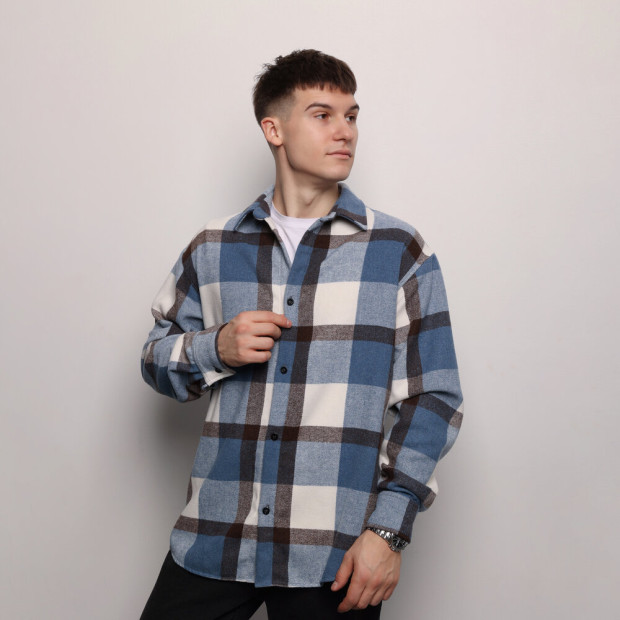 Сорочка Pobedov Tartan Синьо-чорний - 2