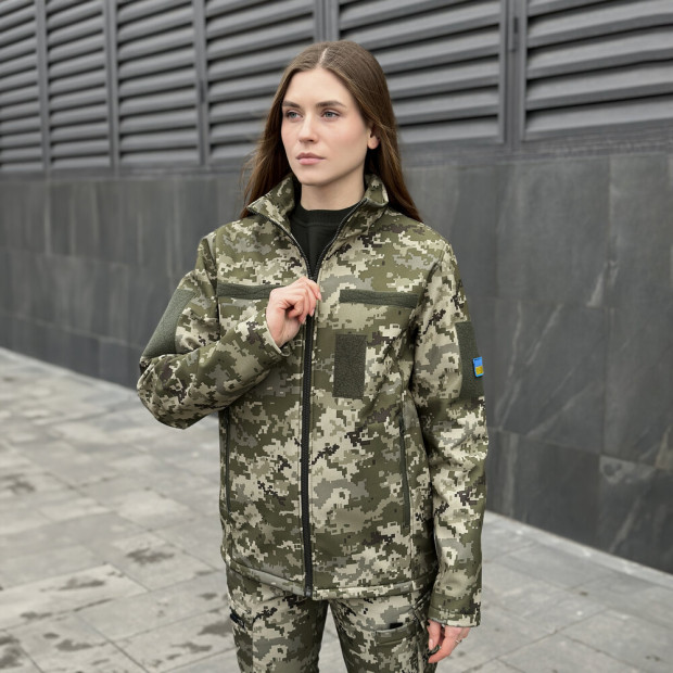 Куртка Pobedov Shadow Жіноча Військова з липучками Піксель - 1