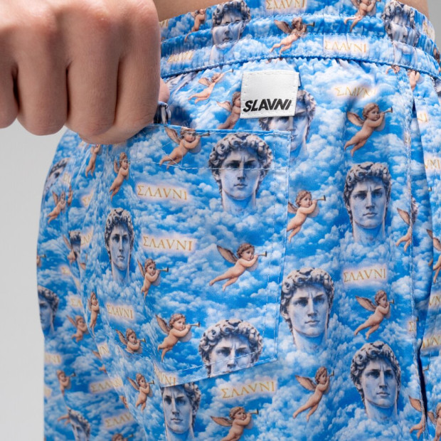 Шорти для плавання Slavni Swimming Pool Print Блакитно-білий - 5