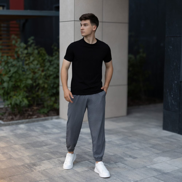 Комплект Футболка Slavni Unity + Джогери Pobedov Ground Чорно-темно-сірий - 