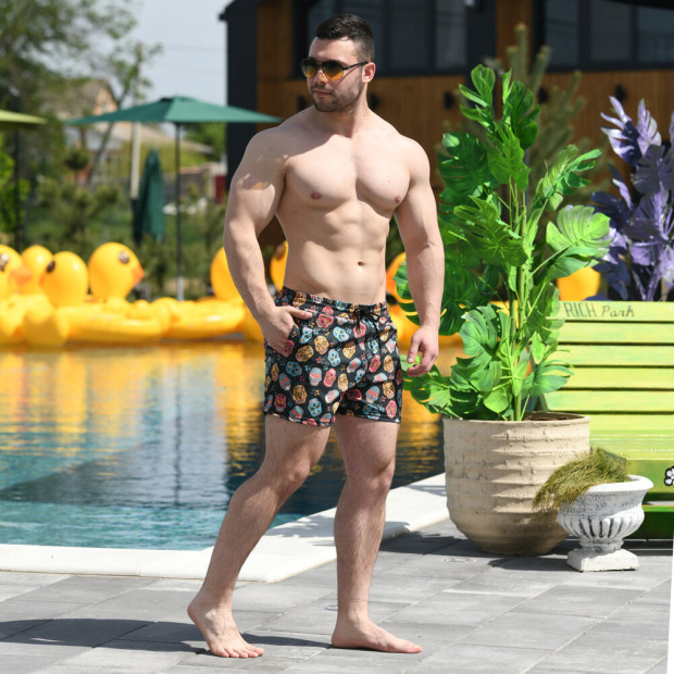 Шорти для плавання Pobedov Pool day Kolorovi cherepy Чорний - 3