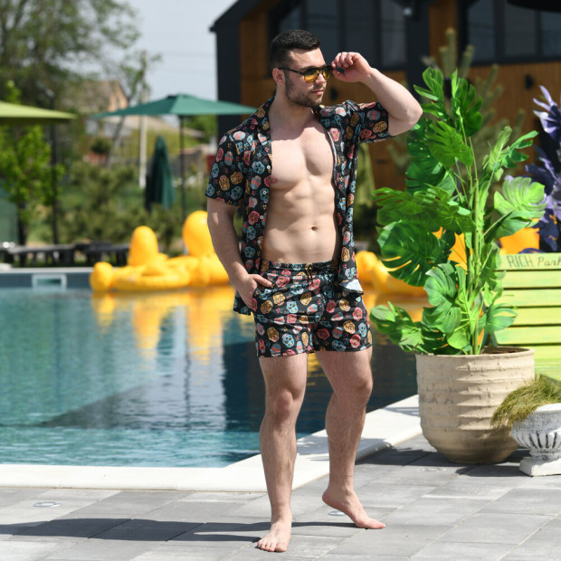 Шорти для плавання Pobedov Pool day Kolorovi cherepy Чорний - 5